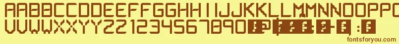 フォントLsfont – 茶色の文字が黄色の背景にあります。