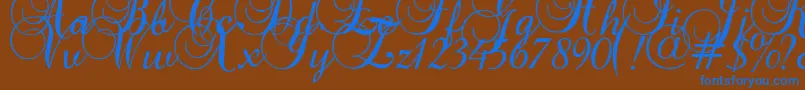 Baroque-Schriftart – Blaue Schriften auf braunem Hintergrund