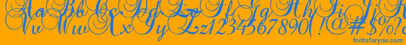 Baroque Font – Blue Fonts on Orange Background