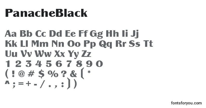 A fonte PanacheBlack – alfabeto, números, caracteres especiais