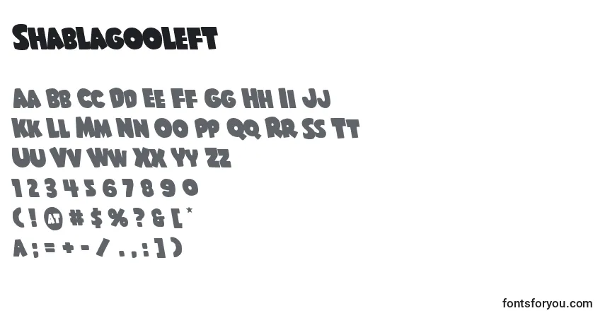 Schriftart Shablagooleft – Alphabet, Zahlen, spezielle Symbole