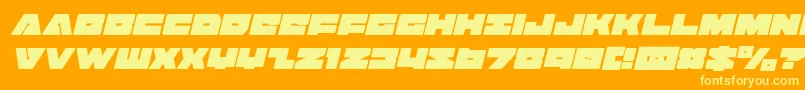 Badaxecondital-Schriftart – Gelbe Schriften auf orangefarbenem Hintergrund