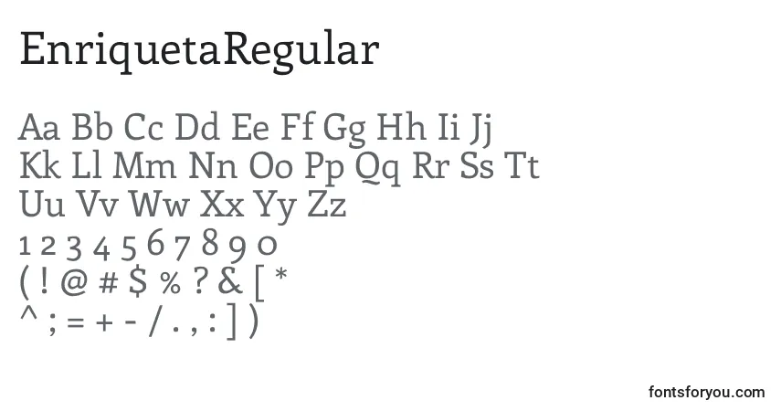 Czcionka EnriquetaRegular – alfabet, cyfry, specjalne znaki