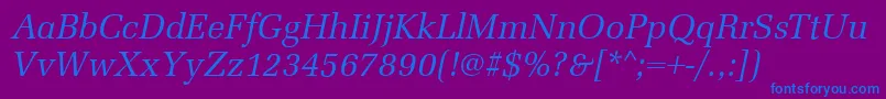 MarseilleItalic Font – Blue Fonts on Purple Background