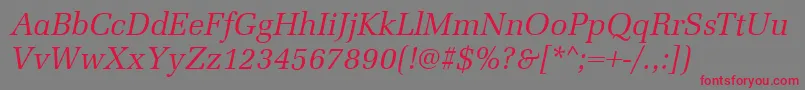 MarseilleItalic-Schriftart – Rote Schriften auf grauem Hintergrund