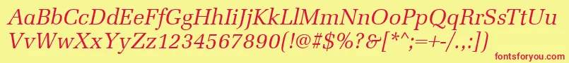 MarseilleItalic Font – Red Fonts on Yellow Background
