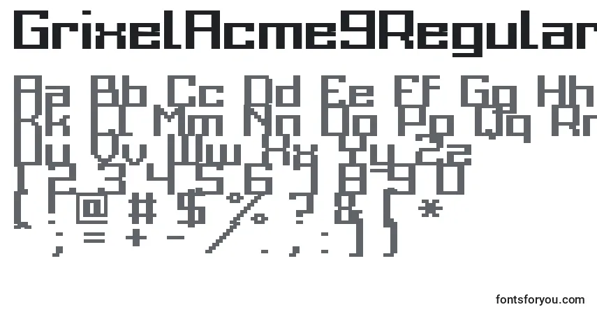 GrixelAcme9RegularBoldフォント–アルファベット、数字、特殊文字