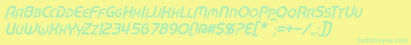 MechTechItalic Font – Green Fonts on Yellow Background