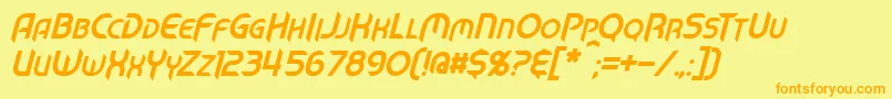 MechTechItalic Font – Orange Fonts on Yellow Background