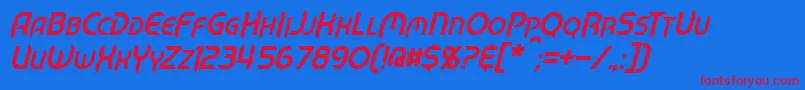 MechTechItalic Font – Red Fonts on Blue Background