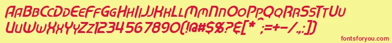 MechTechItalic Font – Red Fonts on Yellow Background