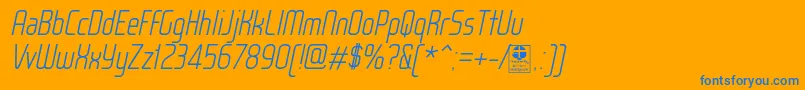 WoxModelistLightItalicDemo Font – Blue Fonts on Orange Background