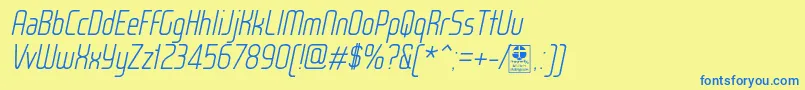 WoxModelistLightItalicDemo Font – Blue Fonts on Yellow Background