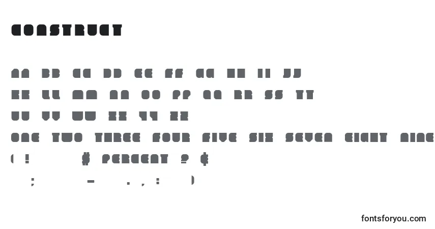 Schriftart Construct – Alphabet, Zahlen, spezielle Symbole