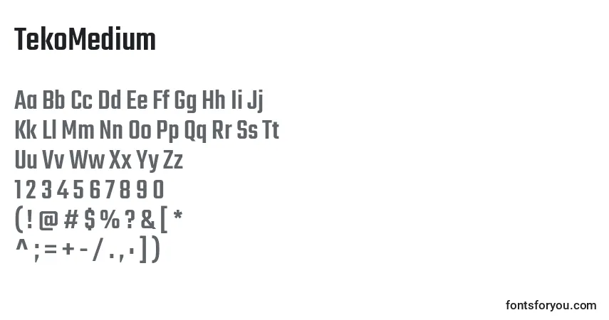 Czcionka TekoMedium – alfabet, cyfry, specjalne znaki
