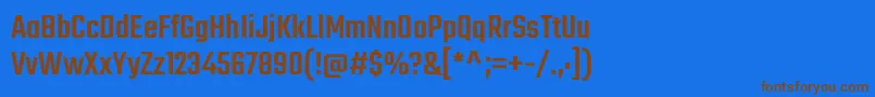 フォントTekoMedium – 茶色の文字が青い背景にあります。