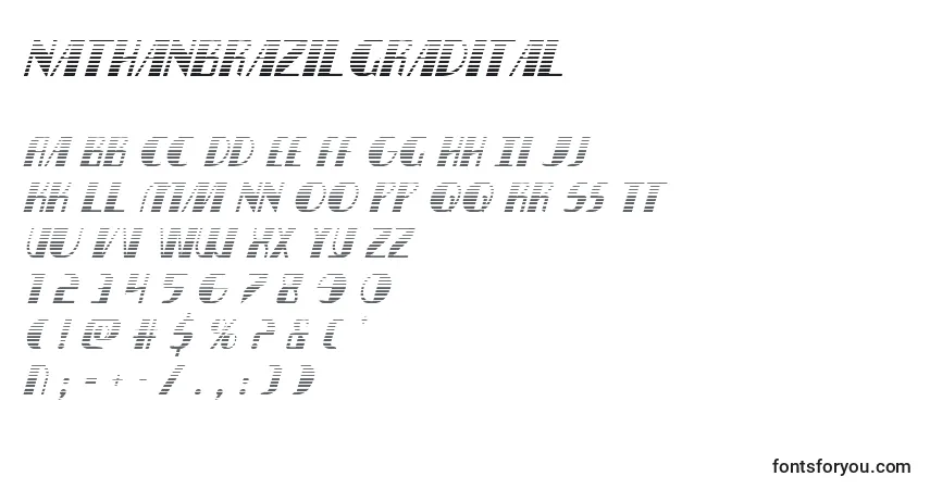 Schriftart Nathanbrazilgradital – Alphabet, Zahlen, spezielle Symbole