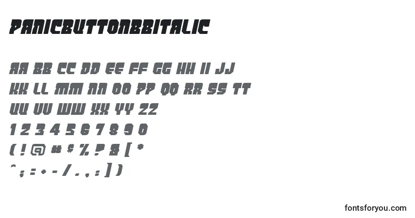 Schriftart PanicbuttonBbItalic (103804) – Alphabet, Zahlen, spezielle Symbole