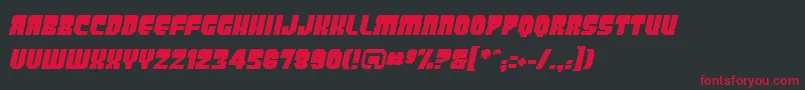 Fonte PanicbuttonBbItalic – fontes vermelhas em um fundo preto