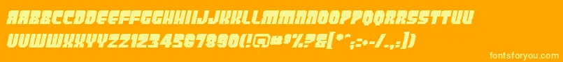 PanicbuttonBbItalic-Schriftart – Gelbe Schriften auf orangefarbenem Hintergrund