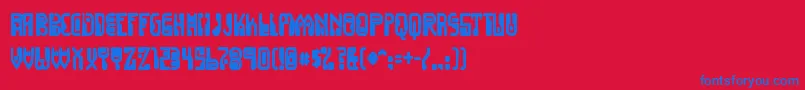 Dignityoflabourink-Schriftart – Blaue Schriften auf rotem Hintergrund