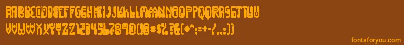 フォントDignityoflabourink – オレンジ色の文字が茶色の背景にあります。