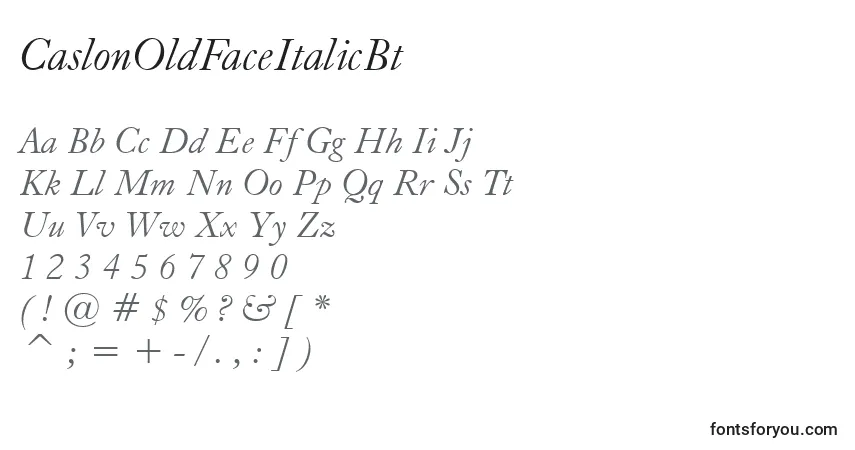 CaslonOldFaceItalicBt-fontti – aakkoset, numerot, erikoismerkit