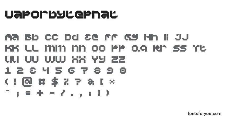 Czcionka VaporbytePhat – alfabet, cyfry, specjalne znaki