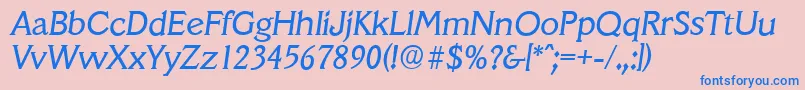 フォントVeracruzserialItalic – ピンクの背景に青い文字