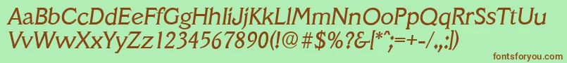 VeracruzserialItalic Font – Brown Fonts on Green Background