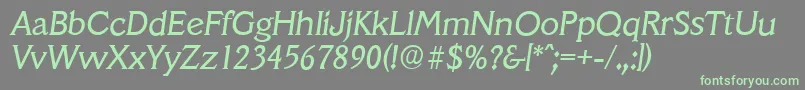 フォントVeracruzserialItalic – 灰色の背景に緑のフォント