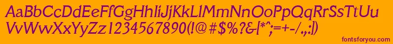 VeracruzserialItalic Font – Purple Fonts on Orange Background