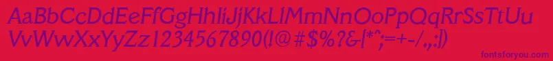 VeracruzserialItalic Font – Purple Fonts on Red Background