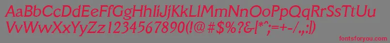 VeracruzserialItalic Font – Red Fonts on Gray Background