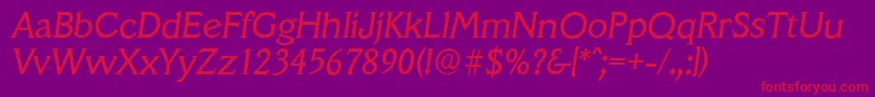 VeracruzserialItalic Font – Red Fonts on Purple Background