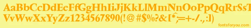 V691RomanBold-Schriftart – Orangefarbene Schriften auf gelbem Hintergrund