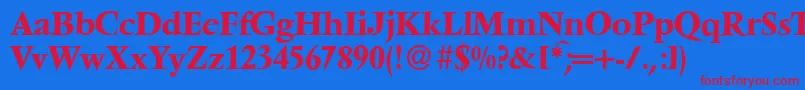 V691RomanBold Font – Red Fonts on Blue Background
