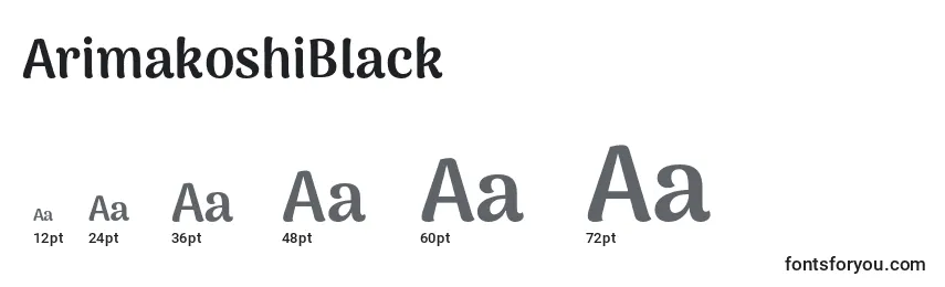 Размеры шрифта ArimakoshiBlack
