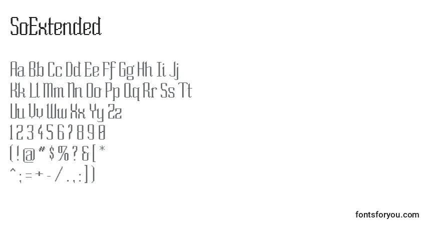 Schriftart SoExtended – Alphabet, Zahlen, spezielle Symbole