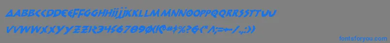 フォント300TrojansItalic – 灰色の背景に青い文字