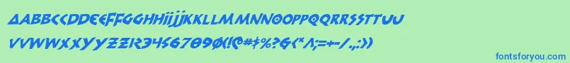 フォント300TrojansItalic – 青い文字は緑の背景です。