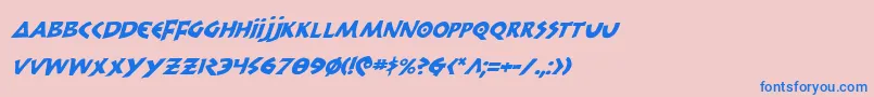 フォント300TrojansItalic – ピンクの背景に青い文字