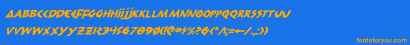 フォント300TrojansItalic – オレンジ色の文字が青い背景にあります。