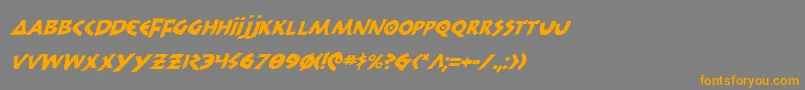 フォント300TrojansItalic – オレンジの文字は灰色の背景にあります。