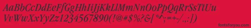 GarfeldNovaCdItalic Font – Black Fonts on Red Background