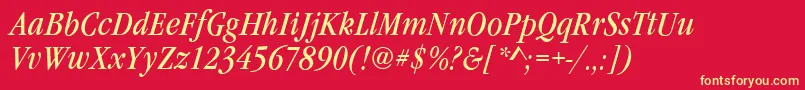 GarfeldNovaCdItalic Font – Yellow Fonts on Red Background