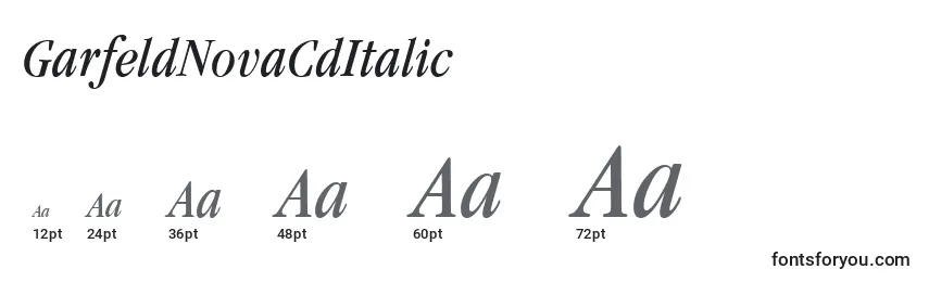 GarfeldNovaCdItalic Font Sizes
