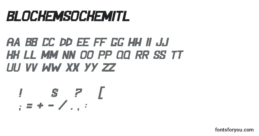 A fonte BlockemSockemItl – alfabeto, números, caracteres especiais