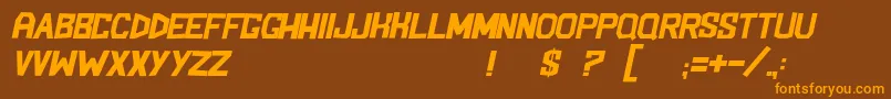 BlockemSockemItl-Schriftart – Orangefarbene Schriften auf braunem Hintergrund