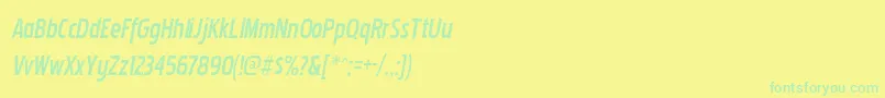 Fonte PakenhamcndbkItalic – fontes verdes em um fundo amarelo